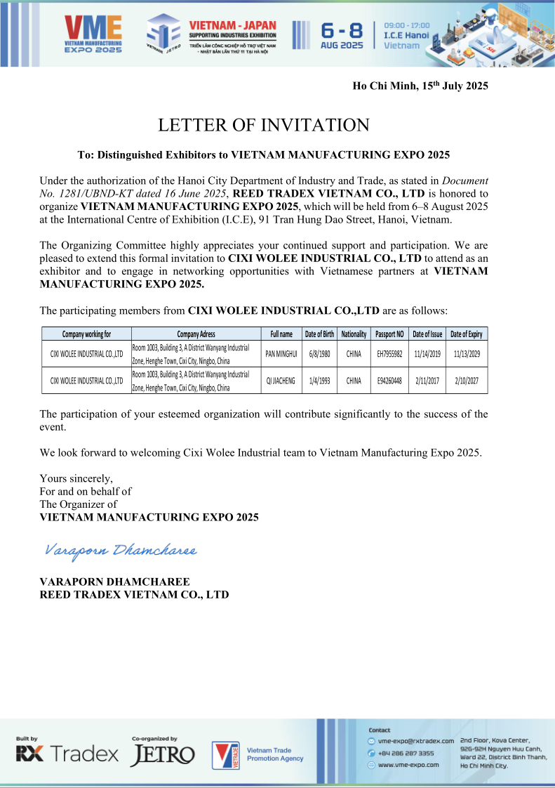 2025 VME Invitation to Wolee bearing